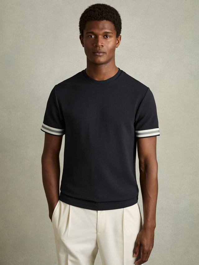 

Текстурированная футболка emmerson с манжетами из ленты Reiss, темно-синий