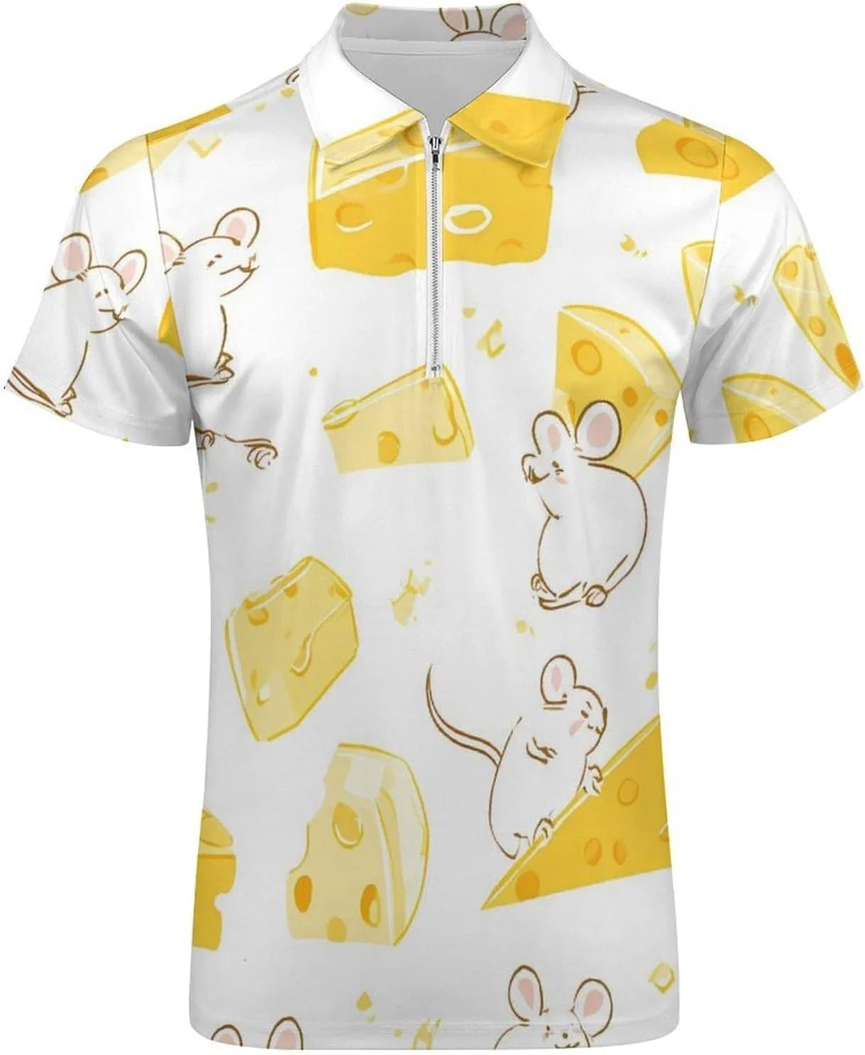 Мужское поло с коротким рукавом, полузастежка на молнии, бренд Generic, Style — фото 4