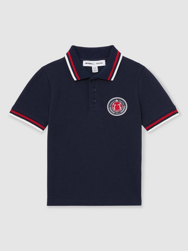 

Детская хлопковая поло с коротким рукавом Reiss, Navy