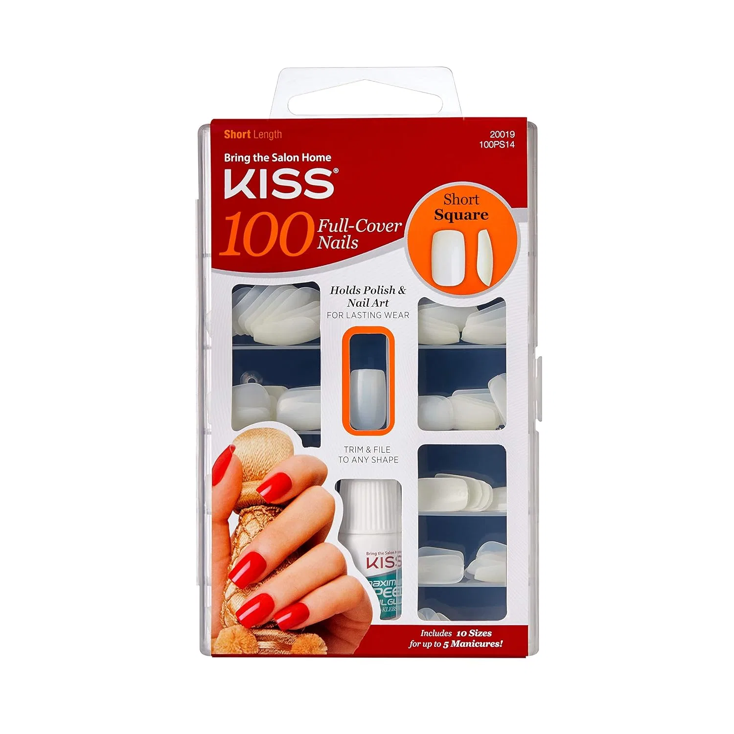 Накладные ногти Kiss 100 Full Cover Square Short, 1 упаковка 100Ps24