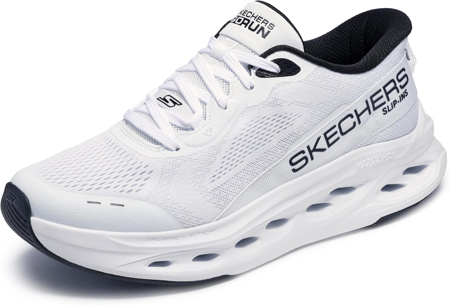 

Мужские кроссовки Skechers Max Cushioning Glide Step с амортизацией, надевание без помощи рук, белый/черный
