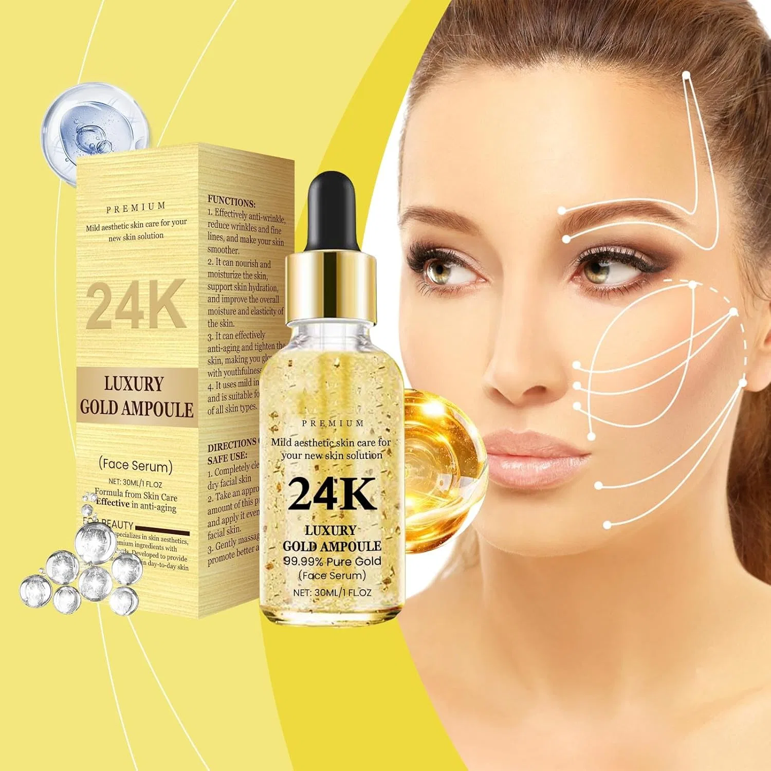 Тоник для лица Gold Age Defying Luxury Firming Face Keiles, 30 мл — фото 3