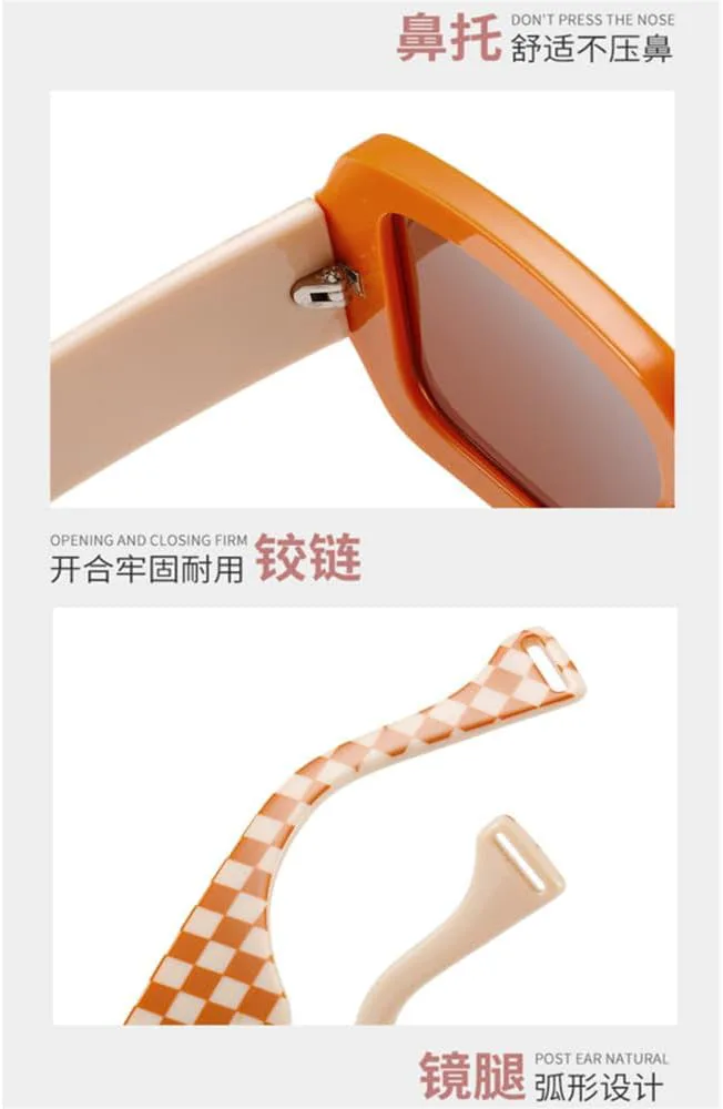 

Солнцезащитные очки в шахматном порядке для женщин и мужчин, солнцезащитные очки конфетных цветов с защитой от УФ-излучения UV400 LANGSER, Black-black-huibaige