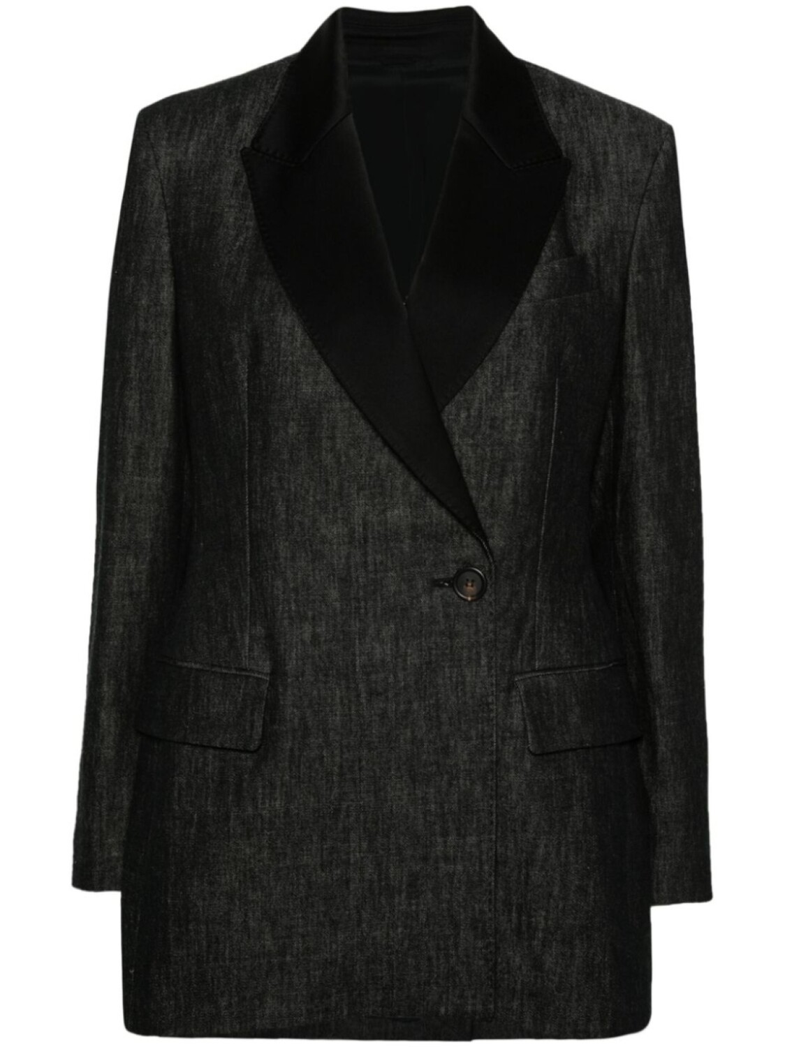 

Двубортный пиджак из денима Brunello Cucinelli, черный