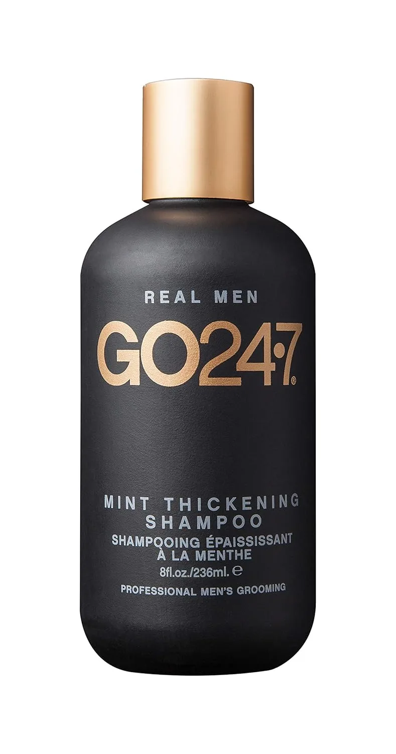 Шампунь GO247 Mint Thickening Shampoo - тонизирующее средство для ежедневного умывания с мятой и ментолом - способствует приданию волосам густоты и объема - свежий мятный аромат, 237 мл