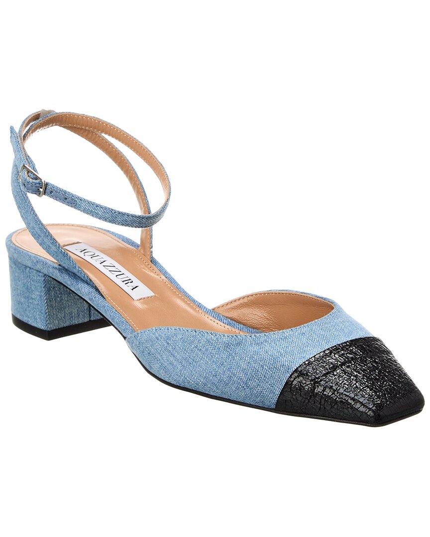 Туфли-лодочки Aquazzura French Flirt 95 из денима и кожи, синий