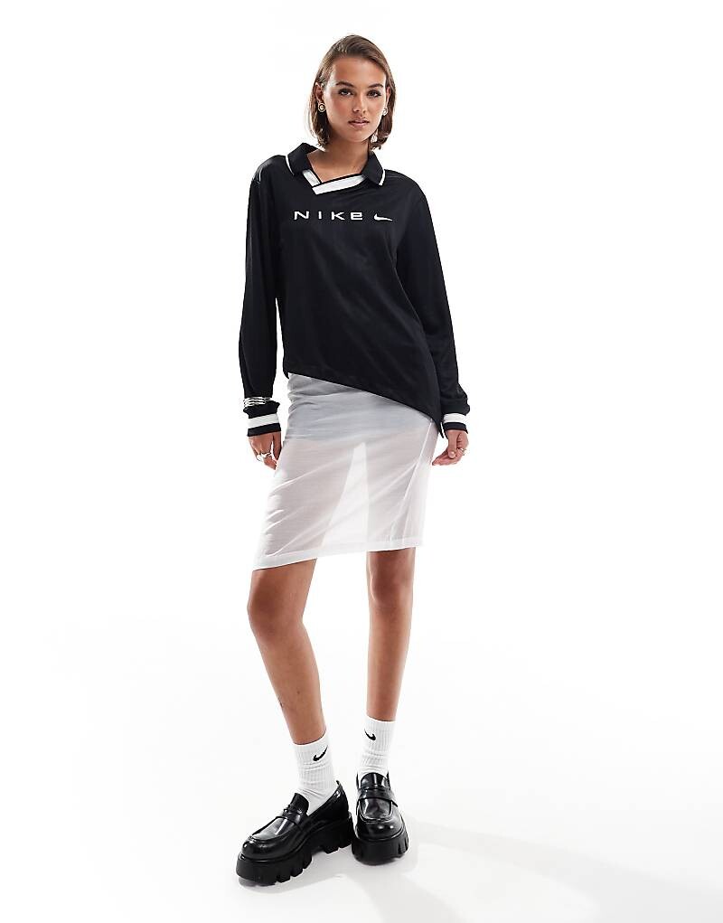 

Nike — NSW Collection — черный жаккардовый трикотажный топ с длинными рукавами