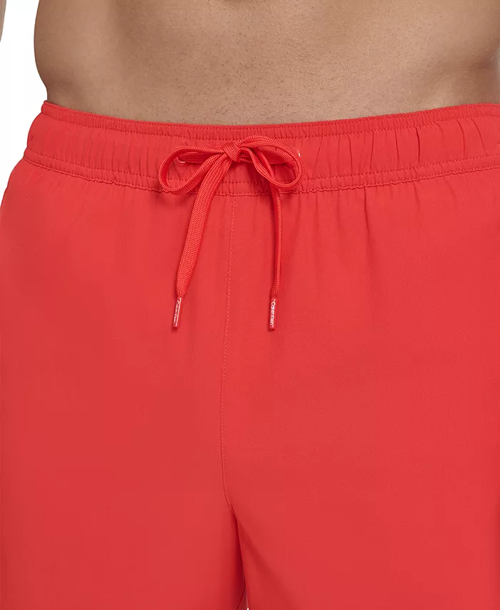 Мужские основные плавки Euro Regular-Fit Quick-Dry 5" с компрессионным лайнером Calvin Klein, красный — фото 4
