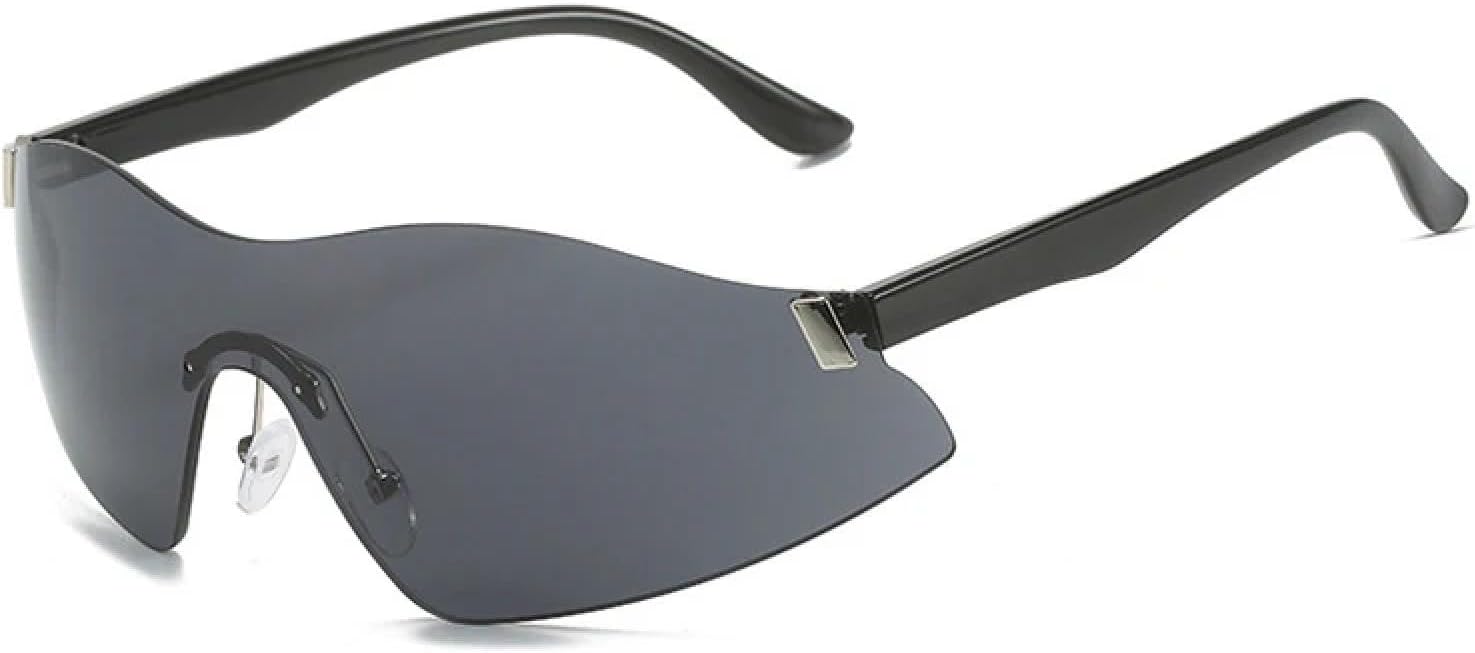 

Модные солнцезащитные очки без оправы для женщин и мужчин, винтажные, роскошные, для активного отдыха, спорта, велоспорта, солнцезащитные очки UV400 TKKTLLT, Black Gray