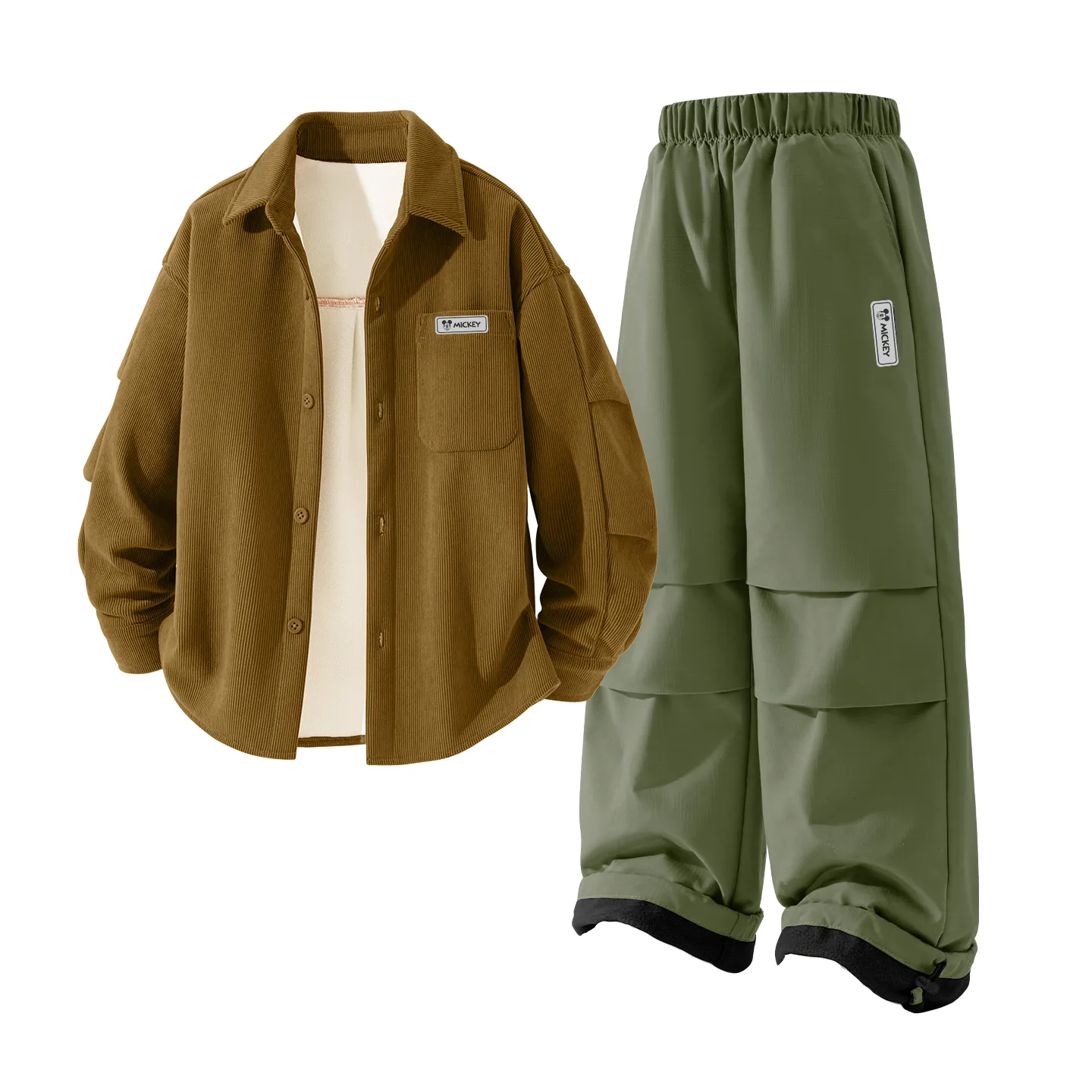 Детская повседневная спортивная толстовка Disney, [Thickened and Fleece-Lined]DiH Square Hook-and-Loop K Olive Green+DiH Square Hook-and-Loop K Army Green