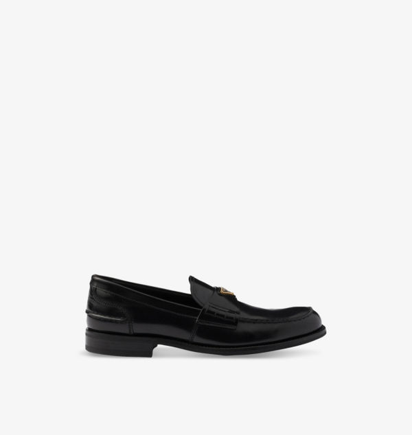 

Лоферы из матовой кожи с треугольным логотипом Prada, черный