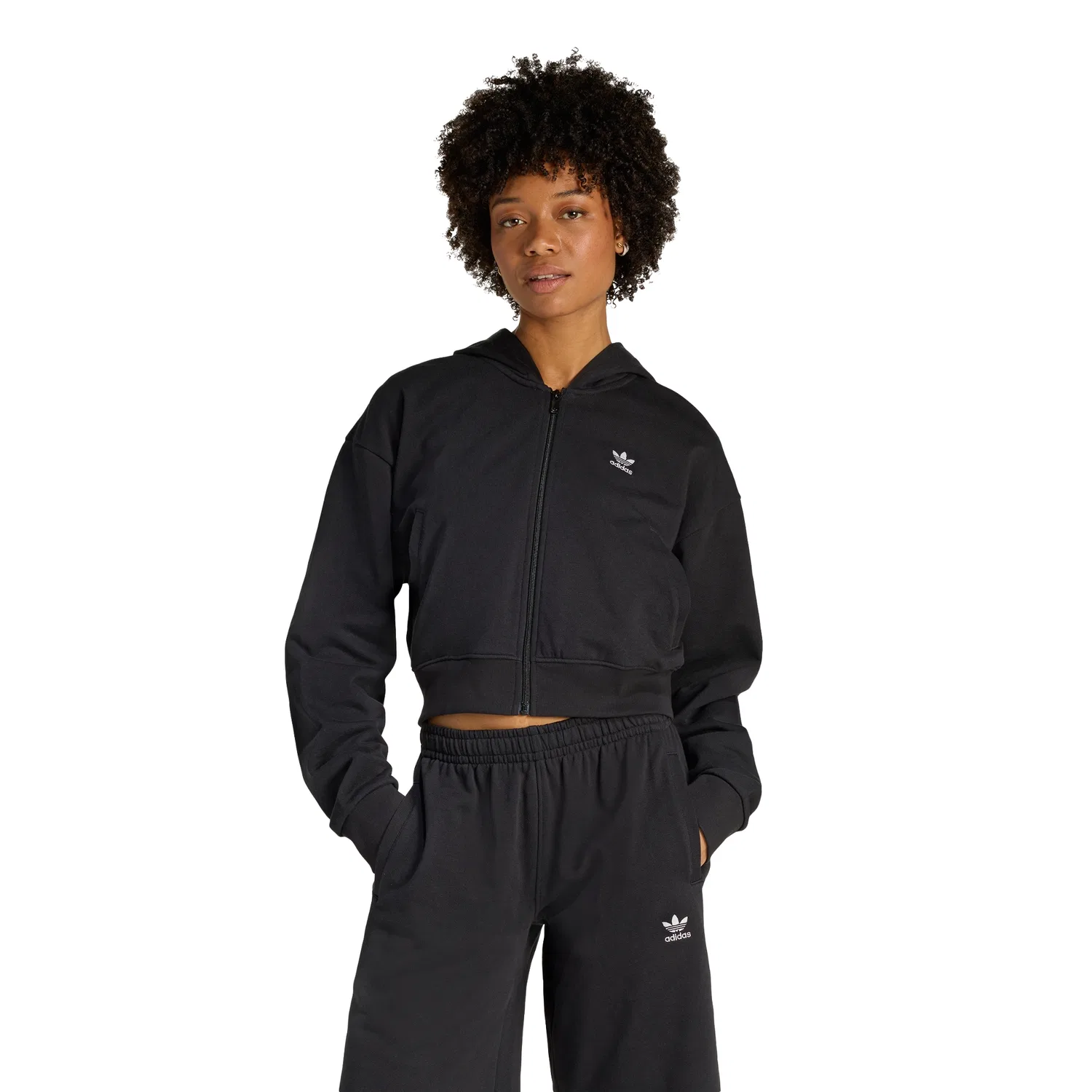 Женское укороченное худи на молнии Essential French Terry от Adidas — фото 4