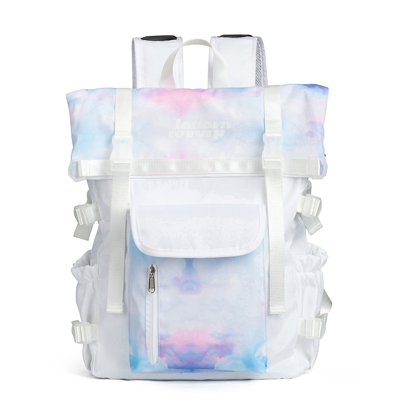 

LOVERPUSS Сумка для баскетбола из полиэстера Рюкзак для ноутбука Средний размер Белый ослепительный цвет, Dazzling Color Brightening