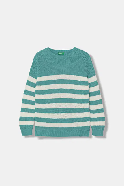 Свитер детский с косами United Colors of Benetton, бирюзовый
