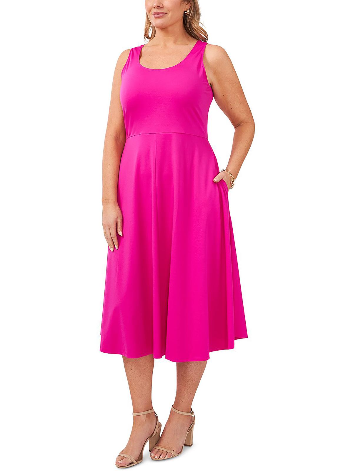 

Плюс Женское Эластичное Платье Миди До Середины Икры MSK, цвет fiercely fuschia