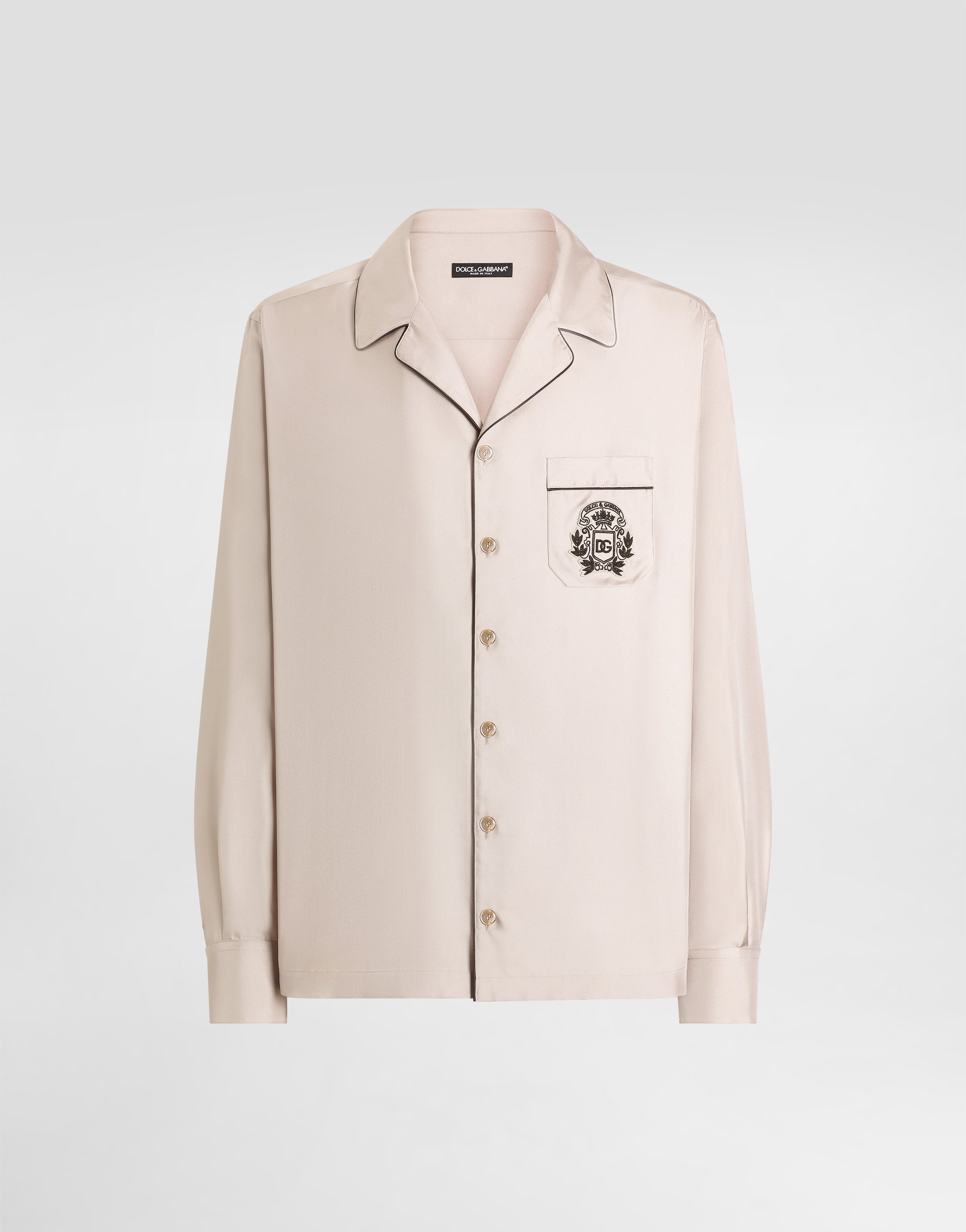 

Шелковая рубашка с вышивкой DOLCE & GABBANA, бежевый