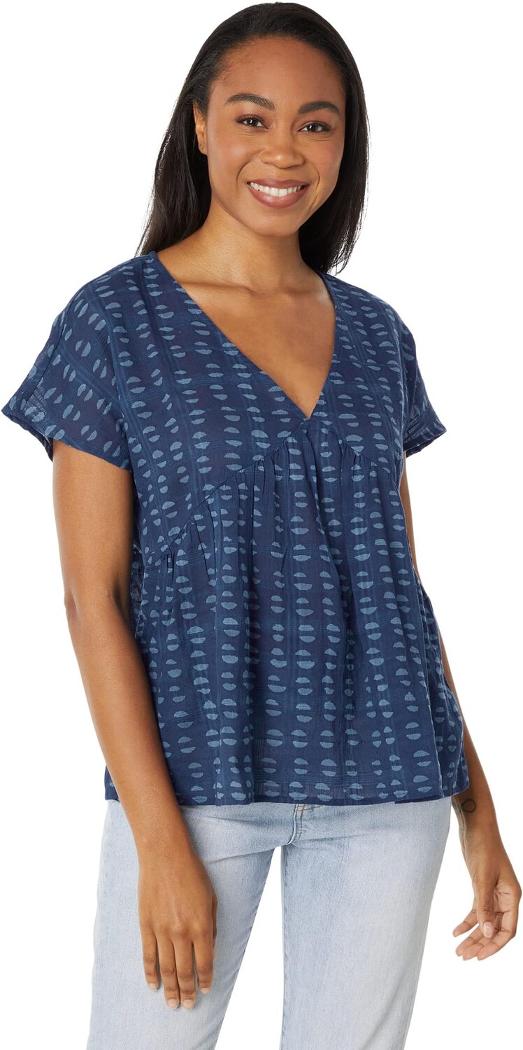 

Топ Madewell Shirred Top in Indigo Blockprint, индиго