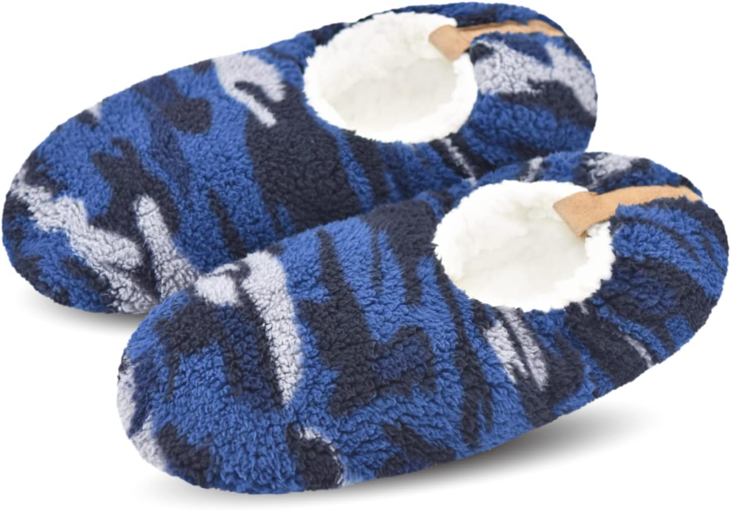 

Мужские мягкие носки-тапочки DICUIRD с противоскользящей подошвой, уютная и теплая подкладка из шерпы, домашние тапочки с мягкой подошвой, синий