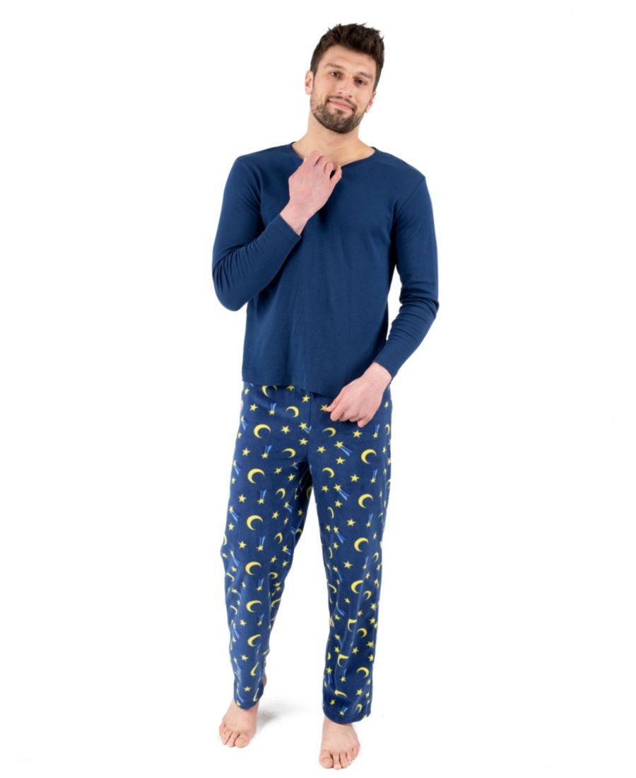 

Мужская хлопковая пижама (рубашка и флисовые штаны) для отдыха Leveret, Moon