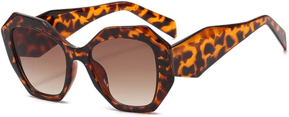 

Модные солнцезащитные очки большого размера «кошачий глаз» с многоугольным оправой, женские, в стиле ретро, ​​с ярким леопардовым принтом, солнцезащитные очки UV400 для мужчин с градиентным покрытием TYUVIVO, Leopard Tea Gradient