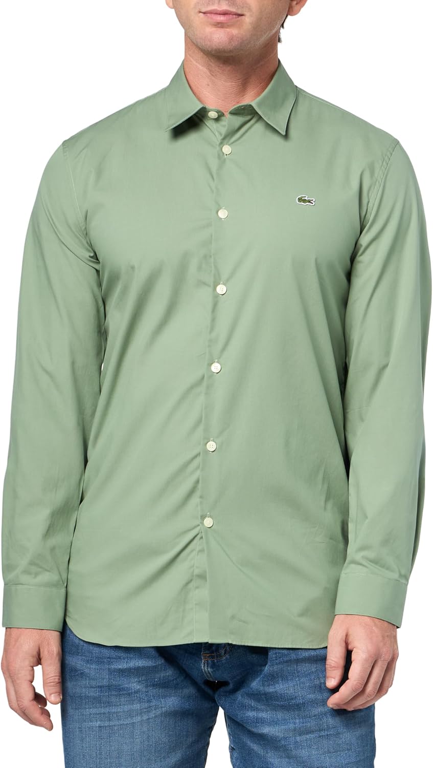Мужская рубашка Lacoste Slim Fit Stretch Poplin, Thyme