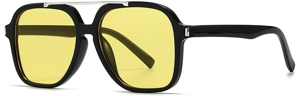 

Модные солнцезащитные очки большого размера с квадратной оправой и двойной перемычкой для женщин, защита от УФ-излучения UV400, ретро-стиль, заклепки, для мужчин, темно-зеленые солнцезащитные очки SKFGNX, Black Yellow