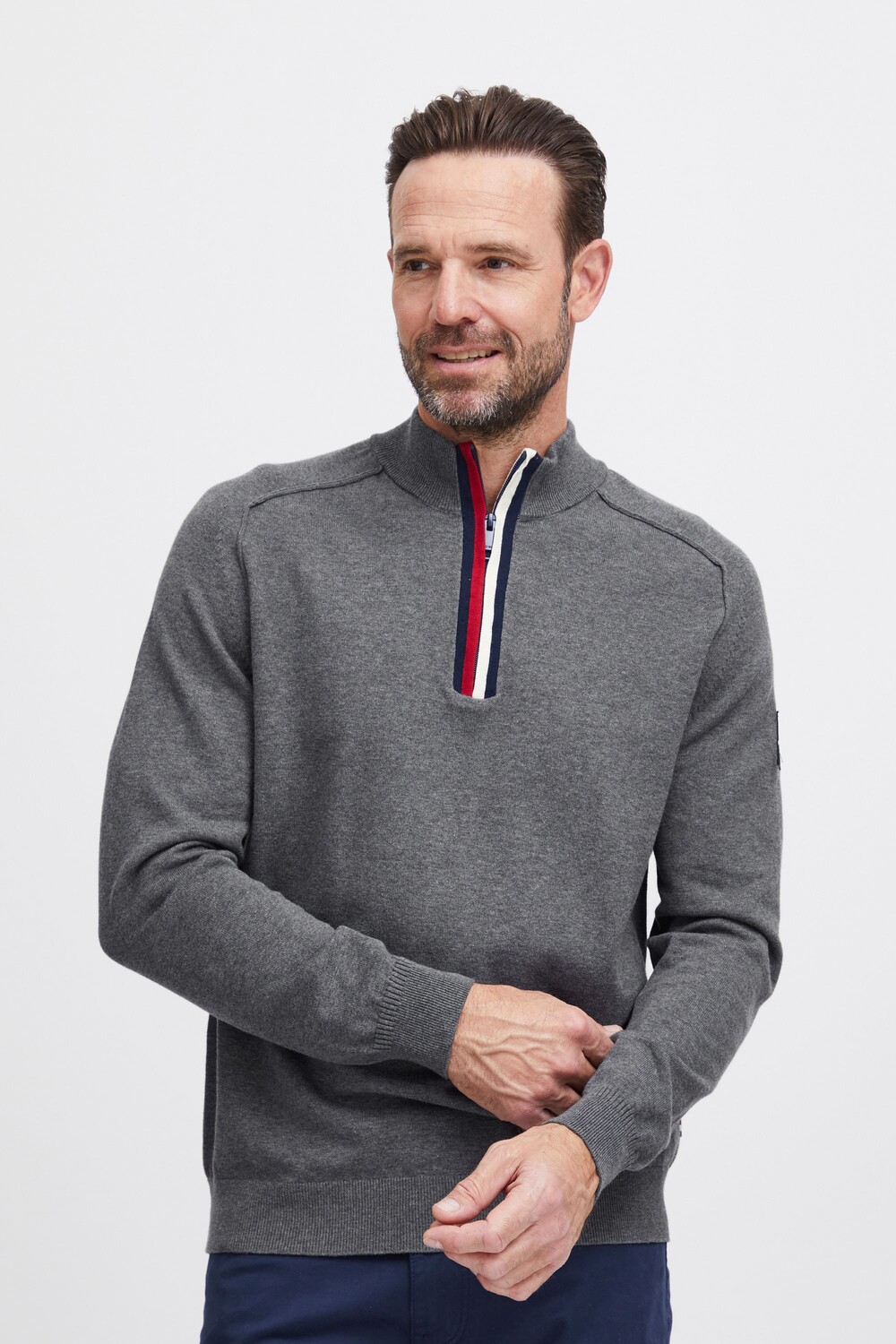 

Пуловер FQ1924 Troyer FQKyle raglan halfzip knit 21900570, серый