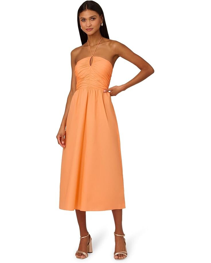 

Платье Adrianna Papell Halter Shirred Midi Dress, цвет Apricot Sorbet