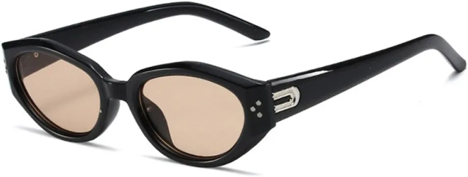 

Винтажные солнцезащитные очки «кошачий глаз» для женщин, модные солнцезащитные очки UV400 для мужчин, трендовые панк-очки с заклепками LXLHWN, Black Light Tea