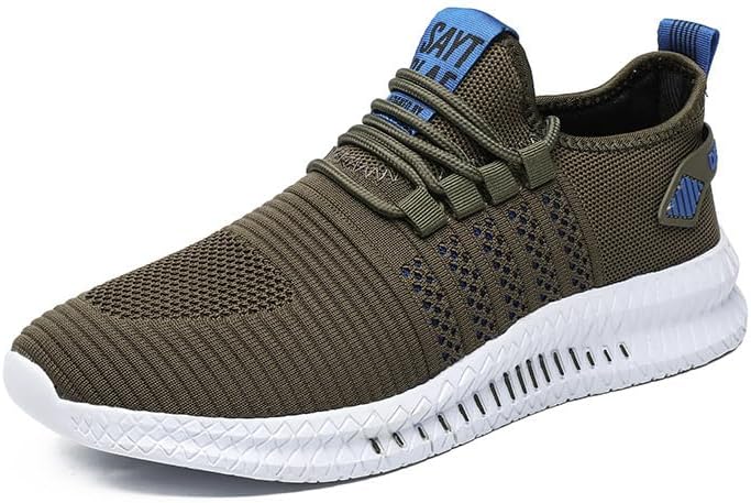 

Мужские кроссовки для бега и ходьбы, модные спортивные туфли, ультралегкие, дышащие, противоскользящие, для спорта, с сетчатым верхом, для тренировок и повседневной носки Hhhchpm, зеленый