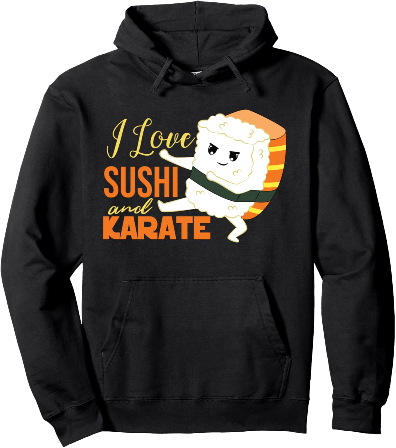 

Худи с надписью «Я люблю суши и карате, японские нигири» Karate Martial Arts Bakagon, черный