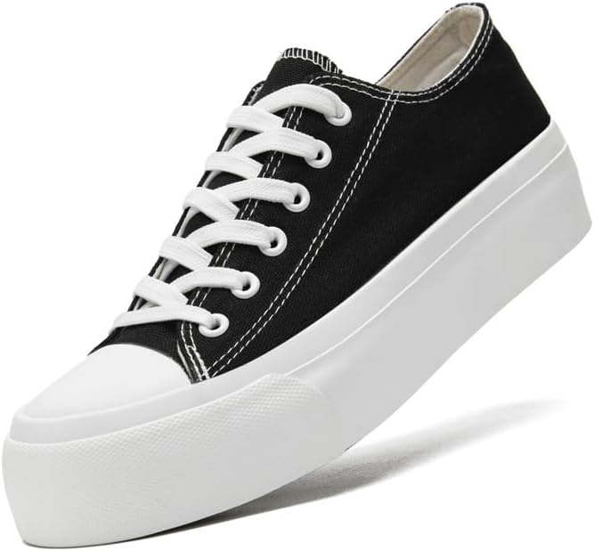 

Платформенные кеды для женщин и мужчин, низкие тканевые туфли для женщин, классические кеды на шнуровке, повседневные кроссовки для тенниса и прогулок Xraehni, черный