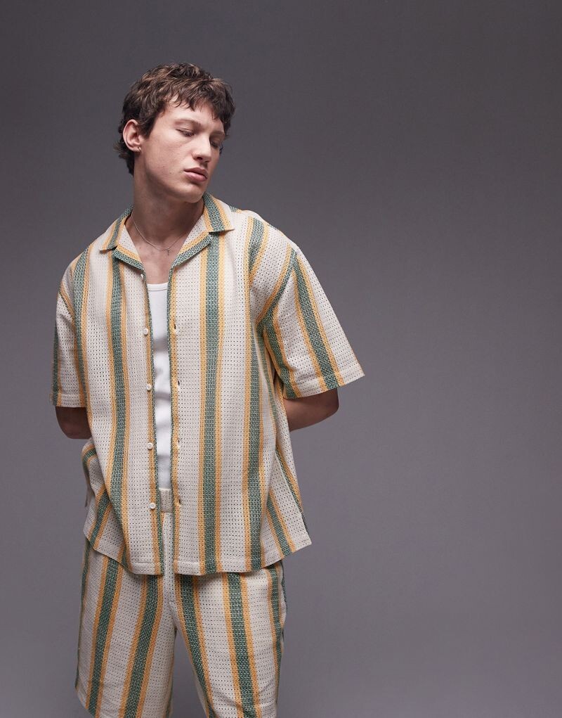 

Рубашка в полоску с короткими рукавами Topman крючком - часть комплекта