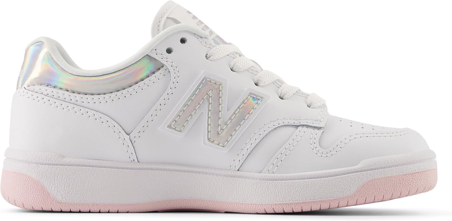 Детские кроссовки New Balance 480 V1 на шнуровке (унисекс), белый/розовый — фото 3