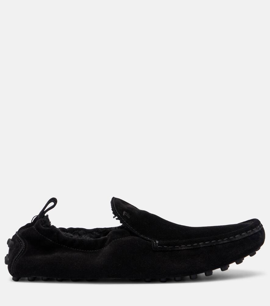 Гоммино замшевые мокасины на подкладке из овчины Tod's, Nero+Nero — фото 4