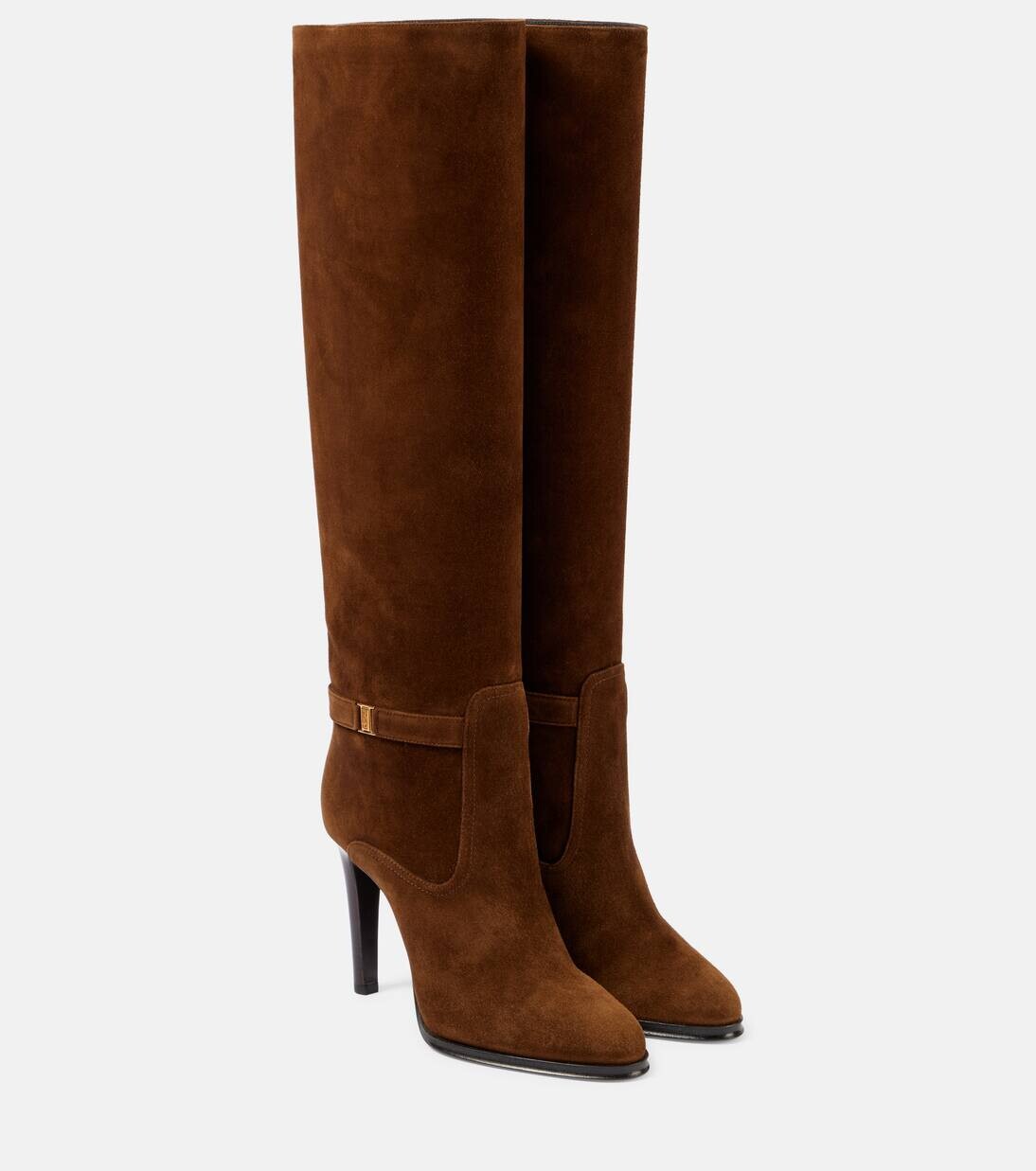Сапоги Diane 100 из замши до колена Saint Laurent, цвет paris texas