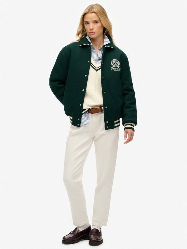 Бомбер Country Club из шерстяной смеси Superdry, Enamel Green — фото 3
