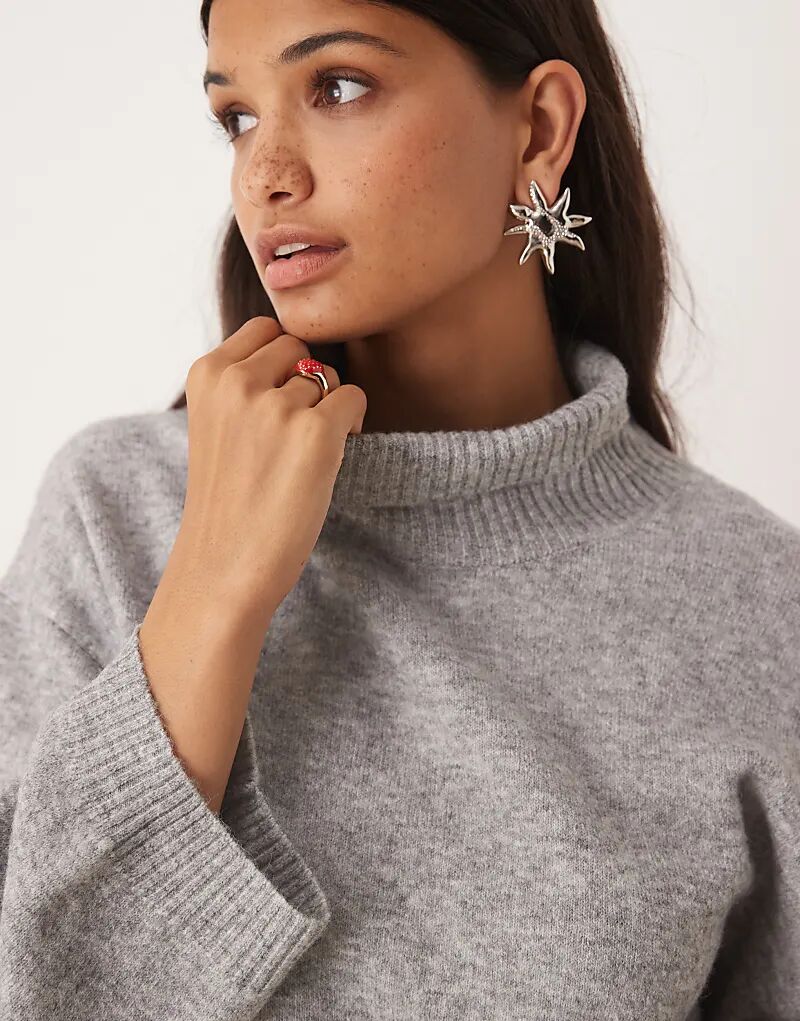 

Glamorous объемный джемпер с широкими рукавами серого цвета