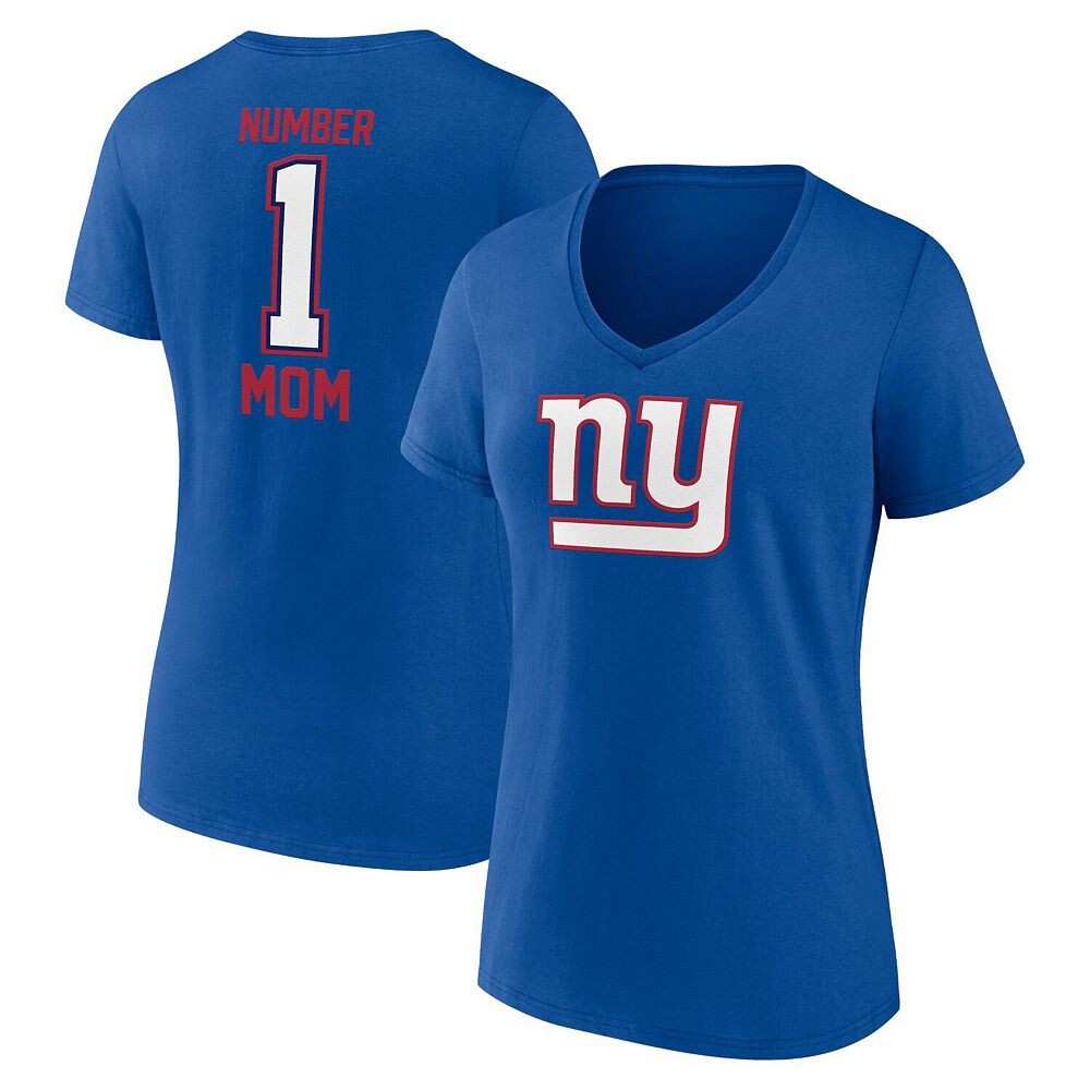 

Женская футболка Fanatics с v-образным вырезом и логотипом Royal New York Giants ко Дню матери, цвет Gia Blue
