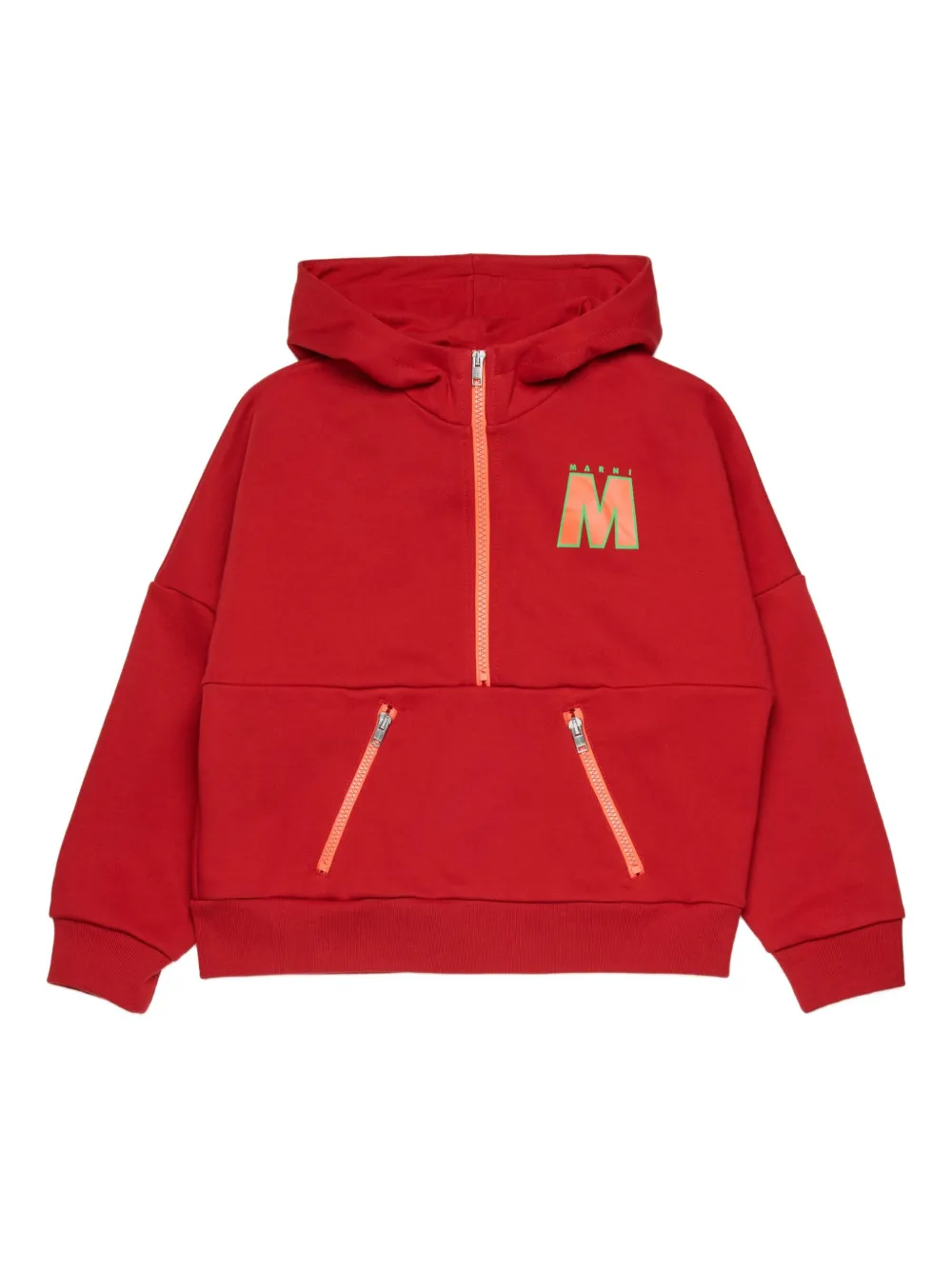 

Худи на молнии с логотипом Marni Kids, красный