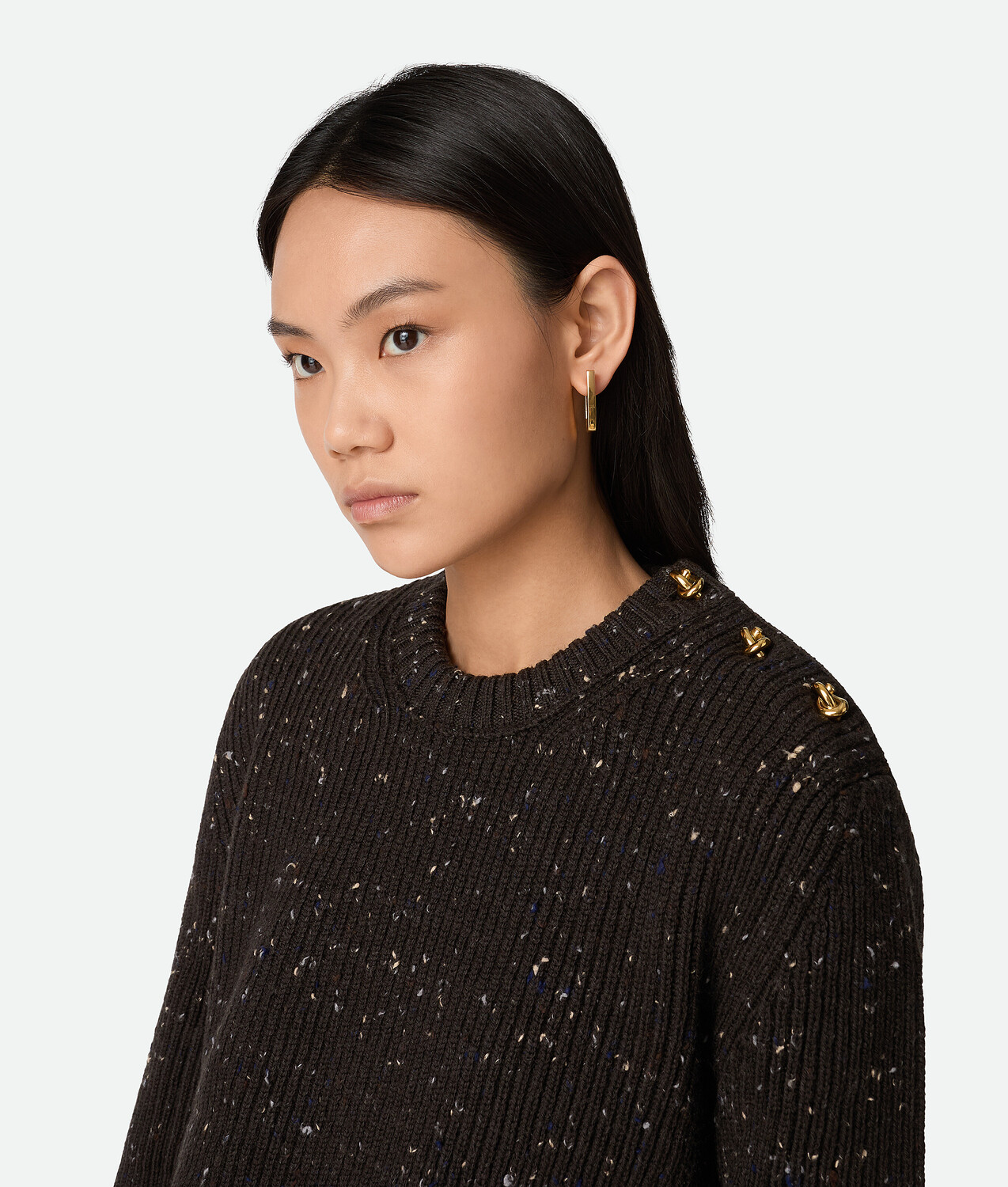 Wool english rib sweater BOTTEGA VENETA, фондан — фото 4