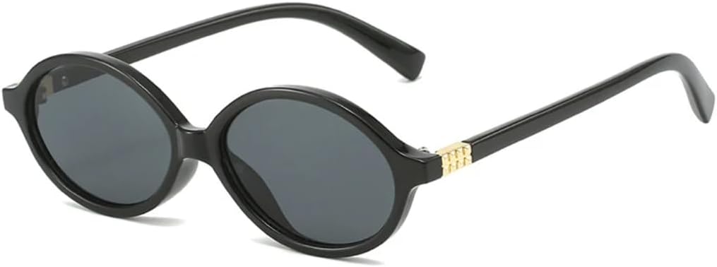 

Модные маленькие овальные солнцезащитные очки для женщин, защита от УФ-излучения UV400, винтажные, с прозрачными линзами цвета океана, для мужчин, в стиле панк UUPTTPL, Black Gray