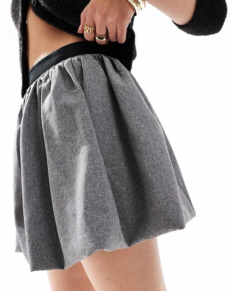 

ASOS DESIGN – серая мини-юбка-пузырь с контрастной талией