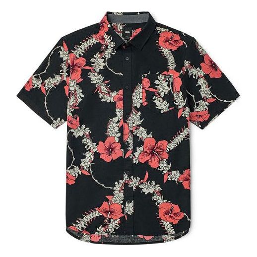 

Рубашка Vans Unisex Flowers Printing Short Sleeve Shirt Black Blue, синий