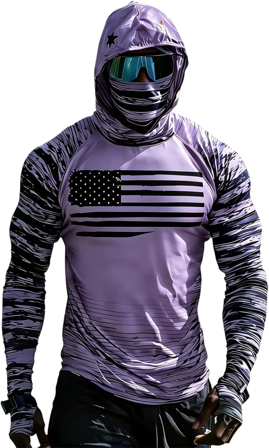Флисовая кофта с капюшоном UPF 100+, мужская, 01-light Purple