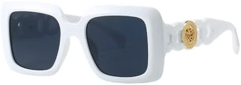 

Винтажные солнцезащитные очки в квадратной оправе большого размера 2027 года для женщин и мужчин, большие солнцезащитные очки для путешествий MTZJH, White Black