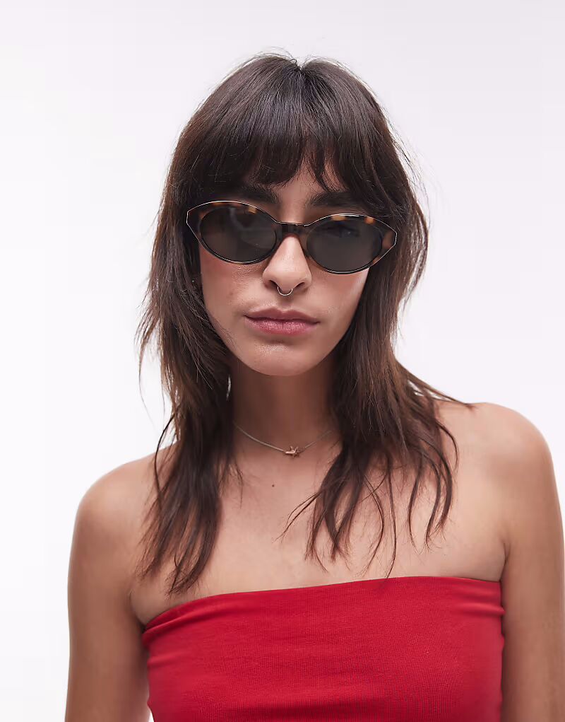 

& Other Stories тонкие овальные солнцезащитные очки в коричневой черепаховой оправе