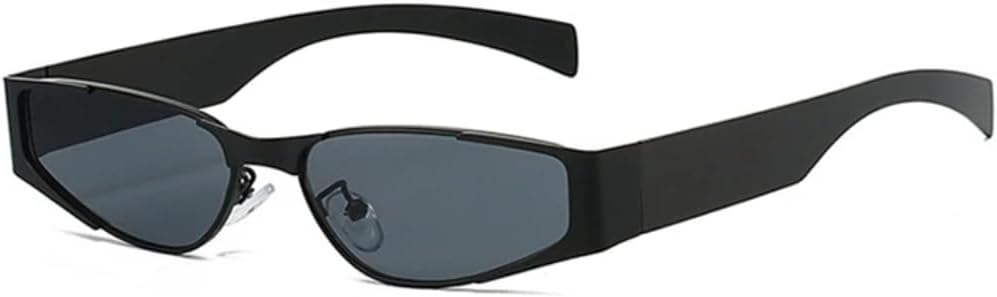 

Ретро маленькие металлические солнцезащитные очки «кошачий глаз» для женщин, модные трендовые мужские синие солнцезащитные очки с защитой от УФ-излучения UV400 TKKTLLT, Black Grey