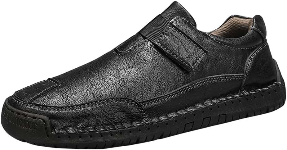 

Мужские повседневные кожаные туфли Премиум верх из микрофибры Кожаные Бизнес ходьба Работа вождения Легкие Удобные Asifn, черный