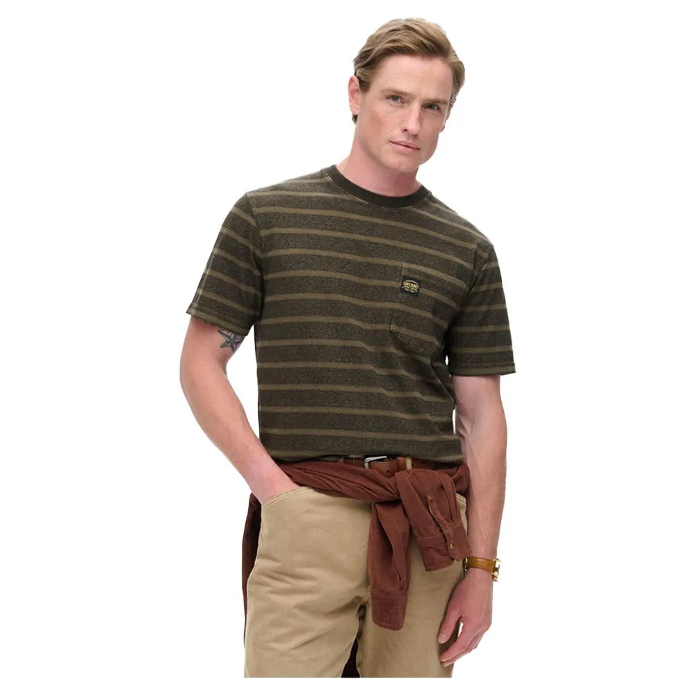

Футболка с коротким рукавом Superdry Textured Stripe Pocket, зеленый